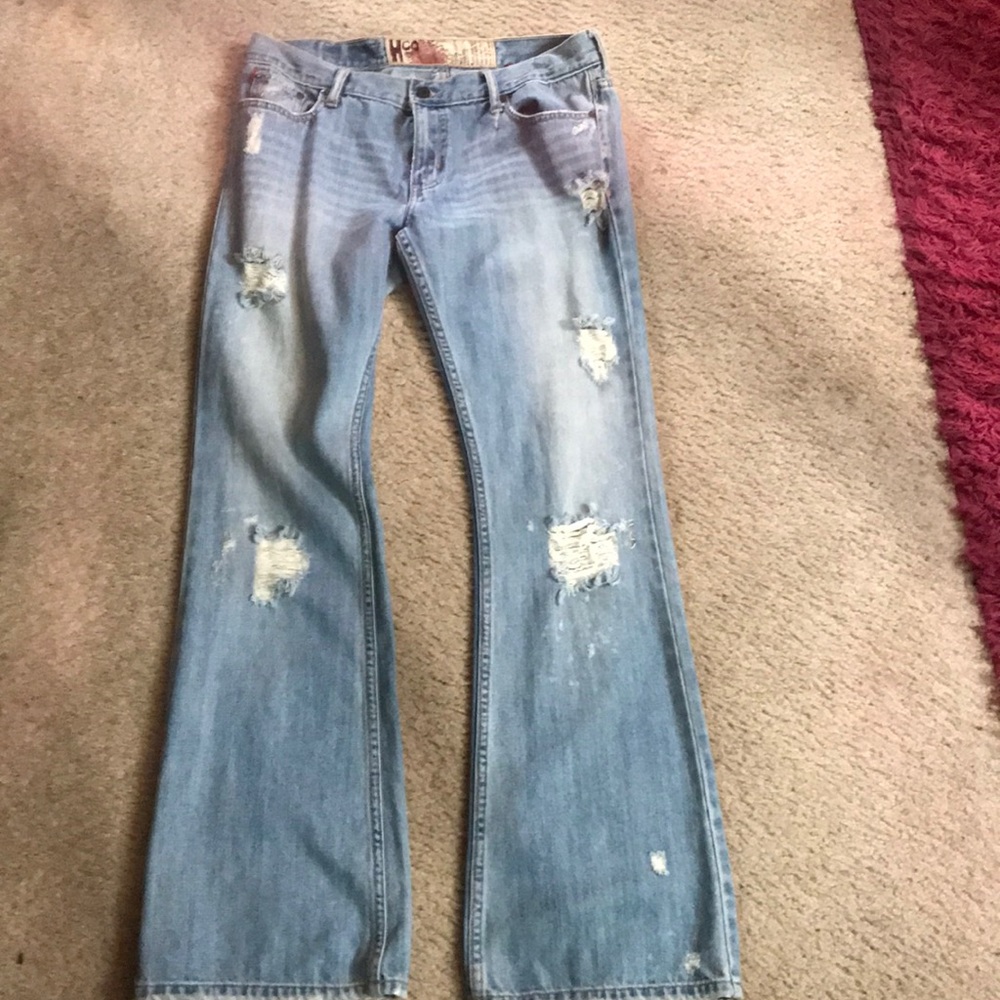 Vintage hollister flare destroyed jeans